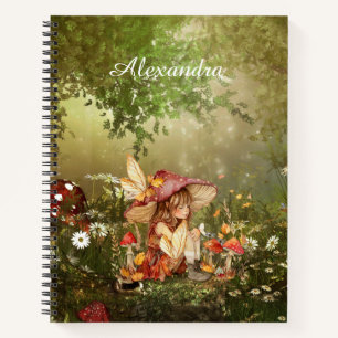 Cute Mushroom Fairy in the Forest Notebook