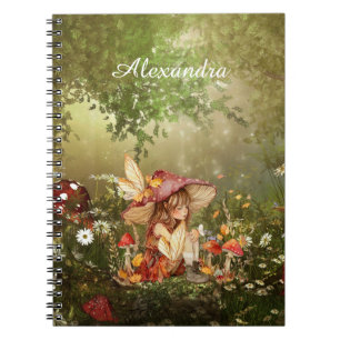 Cute Mushroom Fairy in the Forest Notebook
