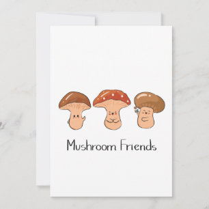 Cute Mushroom Friends Cottagecore Illustration Invitation