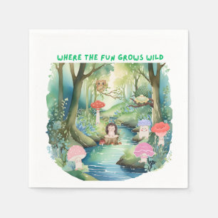 Cute Mushroom Friends with their Forest Friends Napkin