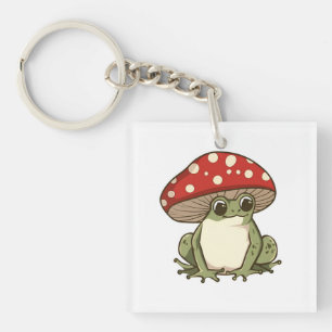 Cute mushroom frog keychain