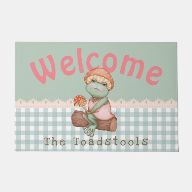 Cute Mushroom Frog Lady Doormat (Front)