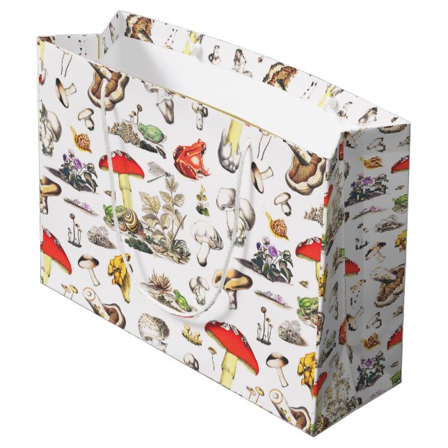 Cute Mushroom Frog Snail Forest Pattern Large Gift Bag (Back Angled)