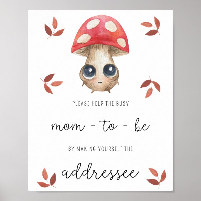 Cute mushroom - Help the Busy Mom Address Poster (Front)
