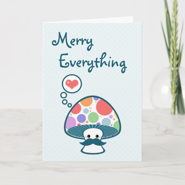 Cute Mushroom Holiday Card (Front)