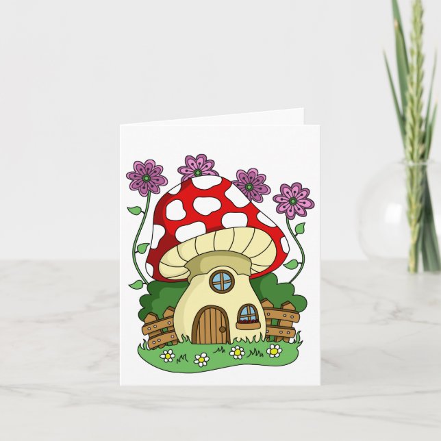 Cute Mushroom House And flowers Generic Any Use  Card (Front)