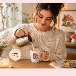 Cute Mushroom House Coffee latte mug   Whimsical