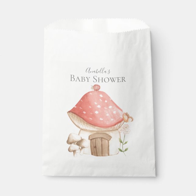 Cute Mushroom House Garden Theme Baby Shower Favour Bag (Front)