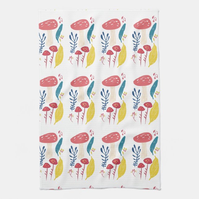 Cute mushroom illustration   kitchen towel (Vertical)