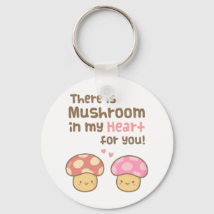 Cute Mushroom in my Heart For You Sweet Love Keychain