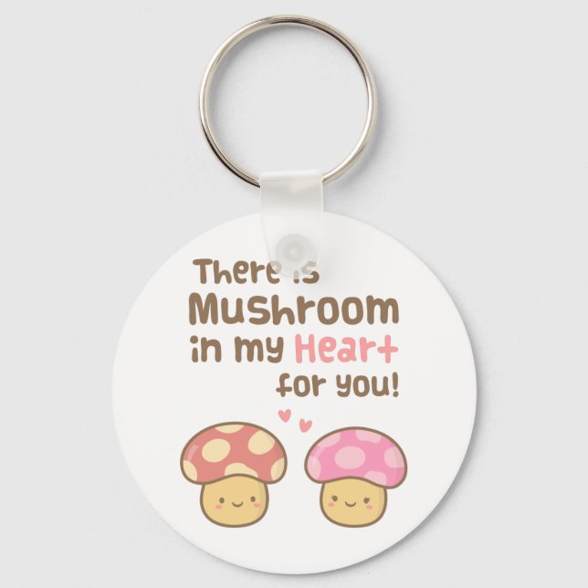 Cute Mushroom in my Heart For You Sweet Love Keychain (Front)
