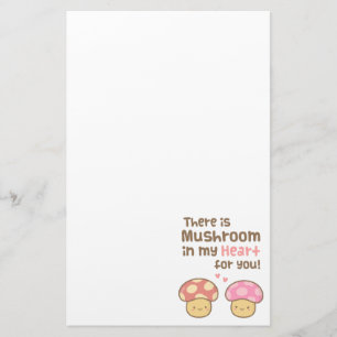 Cute Mushroom in my Heart For You Sweet Pun Stationery