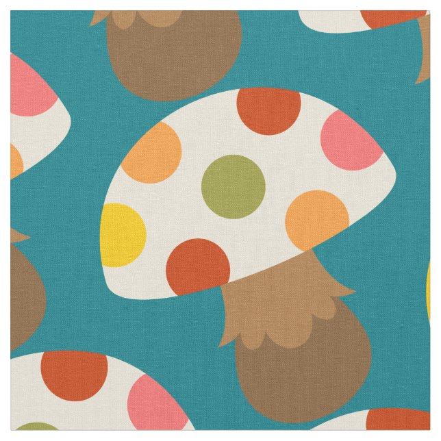 Cute mushroom pattern fabric (Close Up)