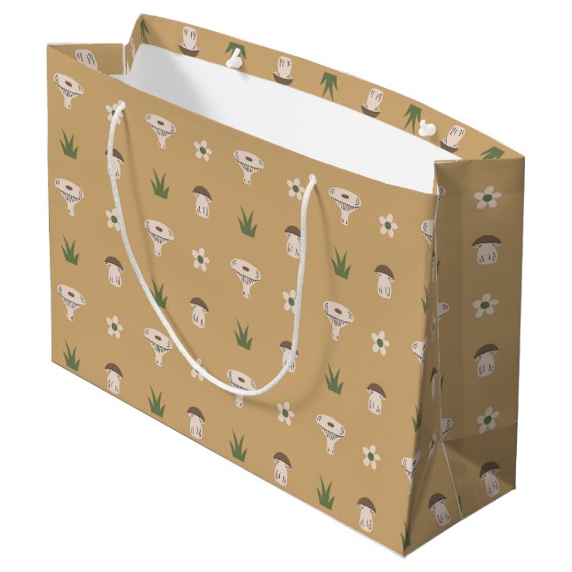 Cute Mushroom Pattern Large Gift Bag (Back Angled)
