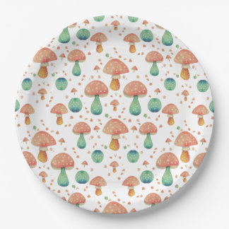 Cute Mushroom Pattern Paper Plate