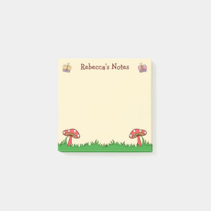 Cute Mushroom Toadstool Personalized Post-it Notes