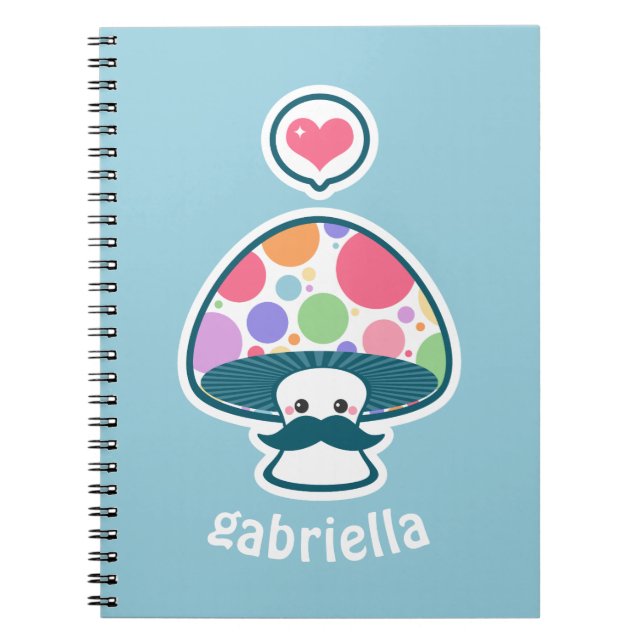 Cute Mushroom with Moustache Notebook (Front)