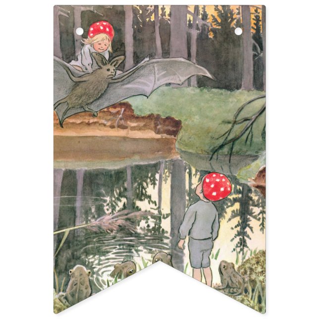 Cute Mushroom Woodland Frog Baby Shower Bunting Flags (Second Flag)