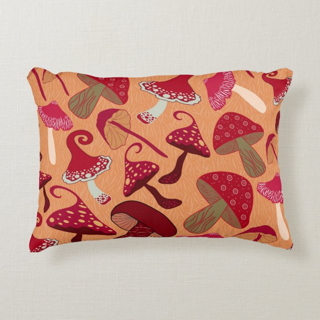 Cute Mushrooms Accent Pillow (Front)