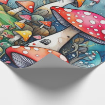 Cute mushrooms cottage core pattern Wrapping Paper
