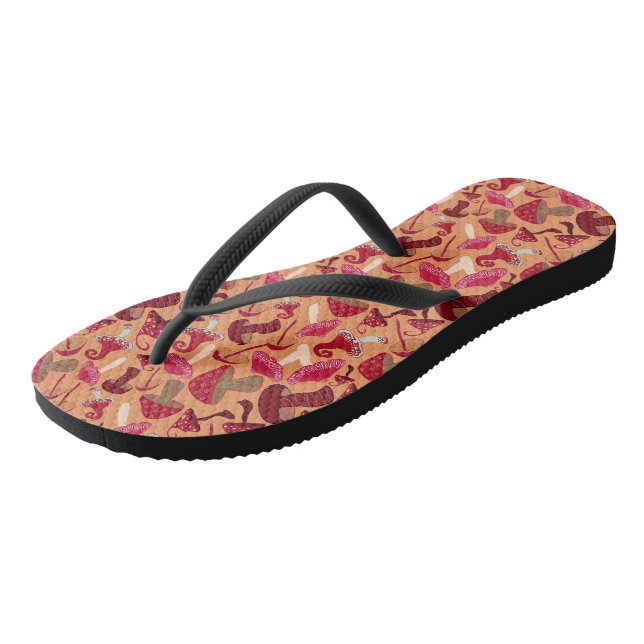 Cute Mushrooms Flip Flops (Angled)