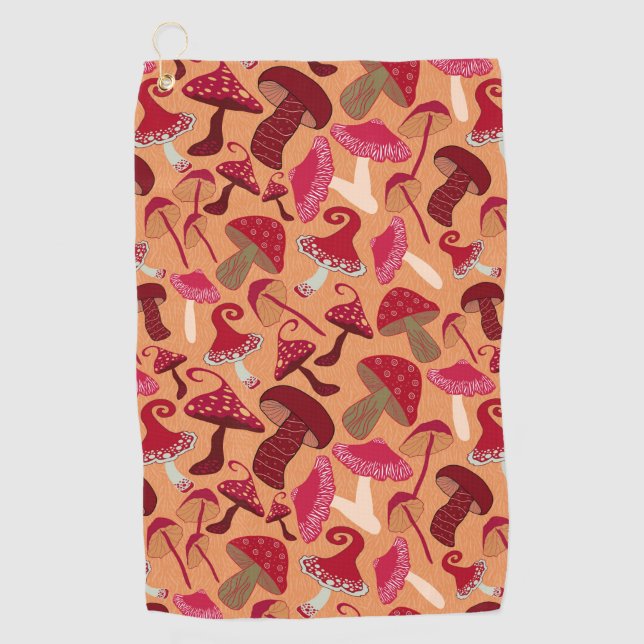Cute Mushrooms Golf Towel (Front)