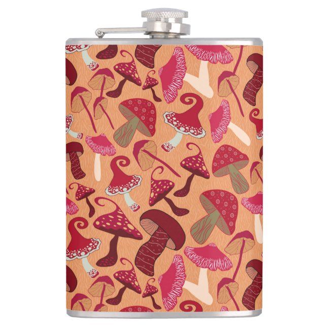  Cute Mushrooms Hip Flask (Front)