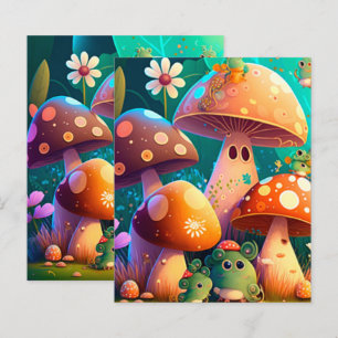 Cute mushrooms in the forest 