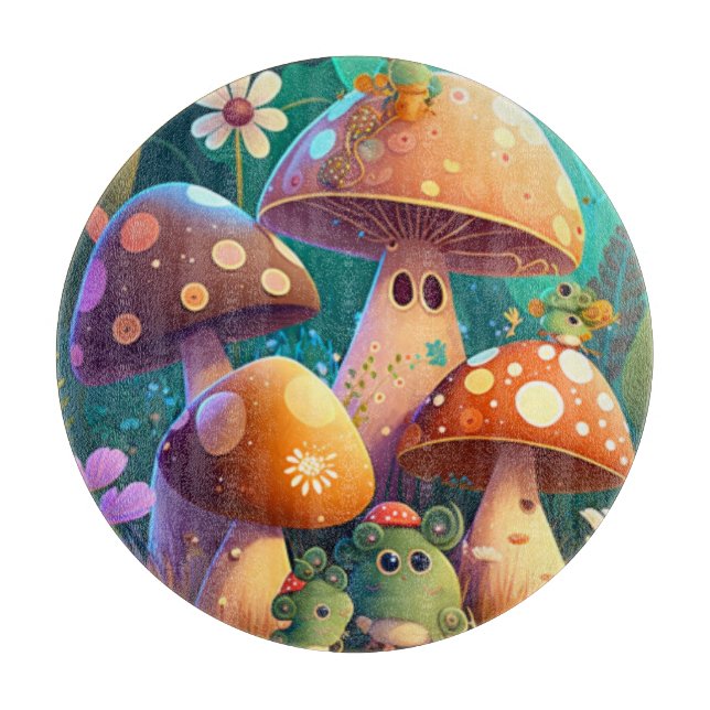 Cute mushrooms in the forest  cutting board (Front)
