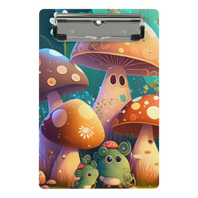 Cute mushrooms in the forest Spiral Notebook Mini Clipboard (Front)