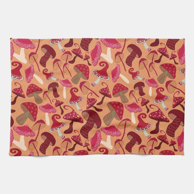 Cute Mushrooms Kitchen Towel (Horizontal)