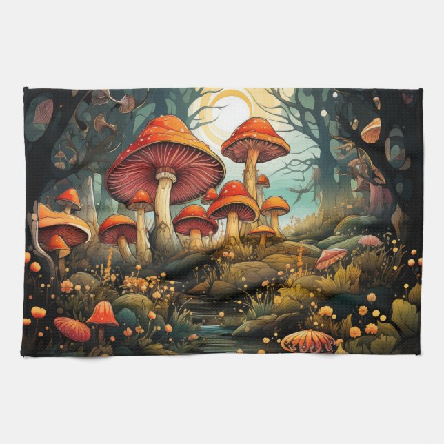 Cute mushrooms kitchen towel (Horizontal)
