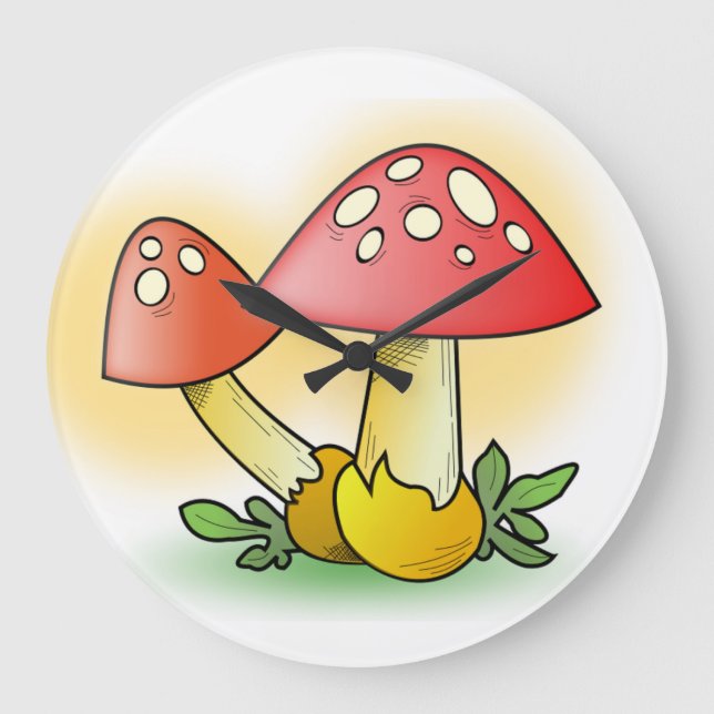 CUTE MUSHROOMS LARGE CLOCK (Front)