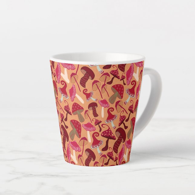 Cute Mushrooms Latte Mug (Right Angle)