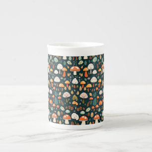 Cute mushrooms leaves cottage core design    bone china mug