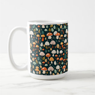 Cute mushrooms leaves cottage core design    coffee mug