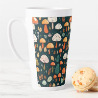 Cute mushrooms leaves cottage core design   
