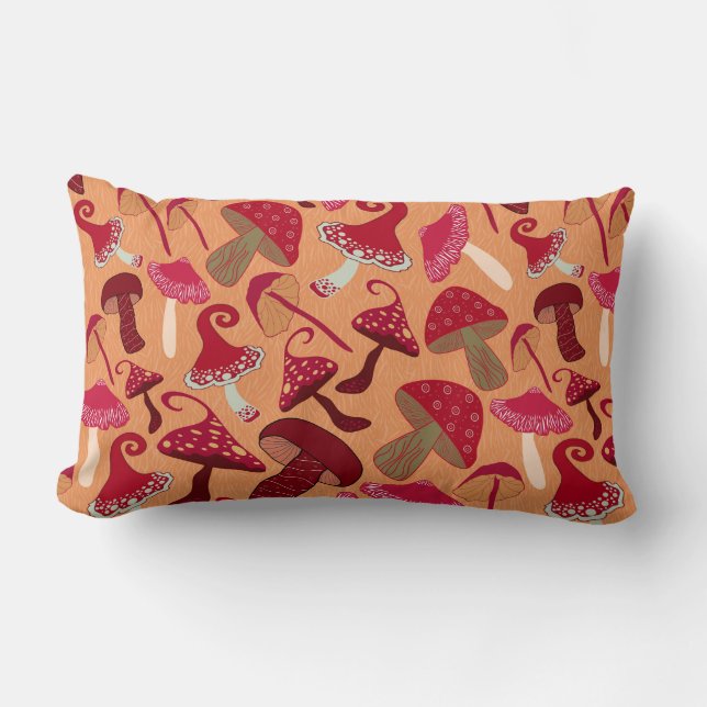 Cute Mushrooms  Lumbar Pillow (Front)