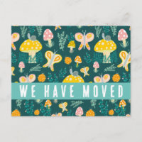 Cute Mushrooms Moving Announcement New Home Snails