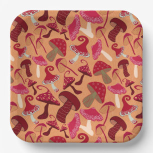 Cute Mushrooms  Paper Plate