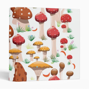 Cute Mushrooms Pattern Binder