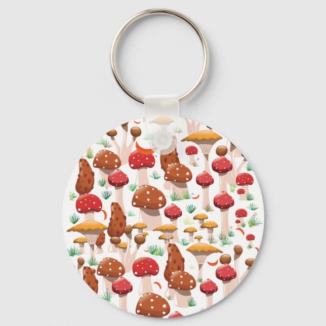 Cute Mushrooms Pattern Keychain (Front)