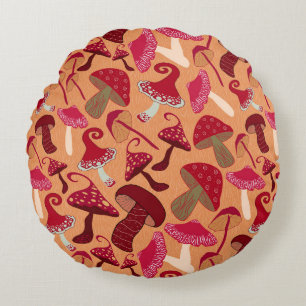 Cute Mushrooms Round Pillow