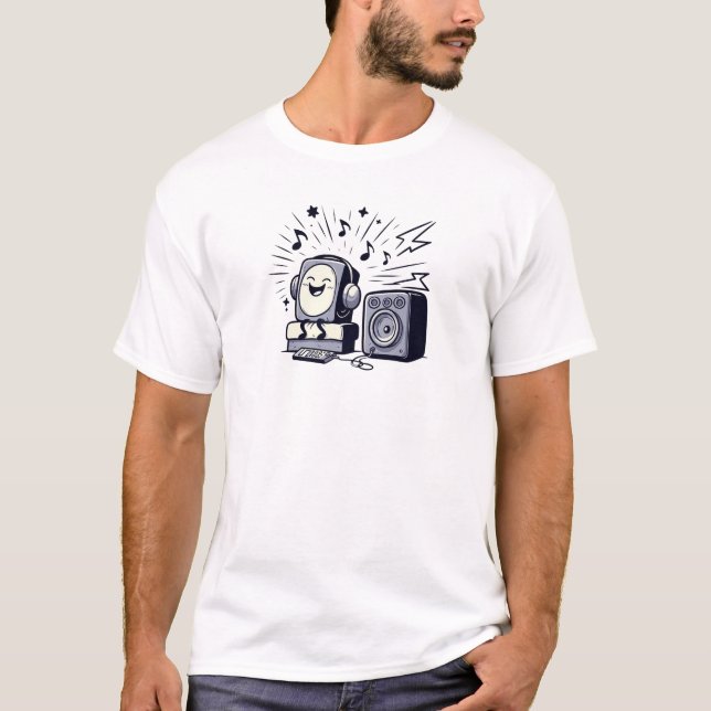 Cute Music Lover – Fun Cartoon Men’s T-Shirt (Devant)