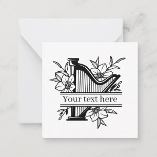 cute music lovers harp add text split frame card