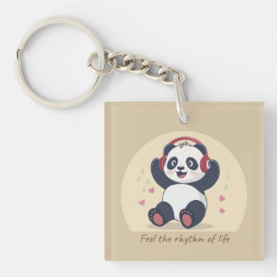 Cute Music Panda Keychain