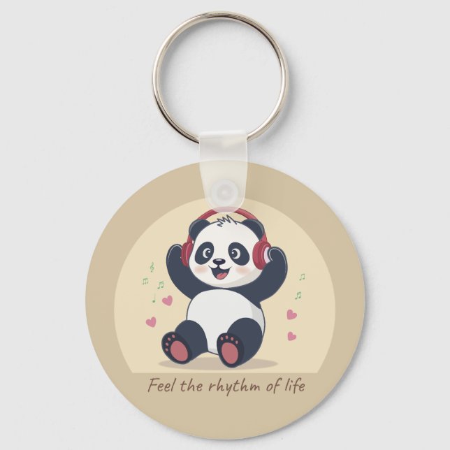Cute Music Panda Keychain (Front)