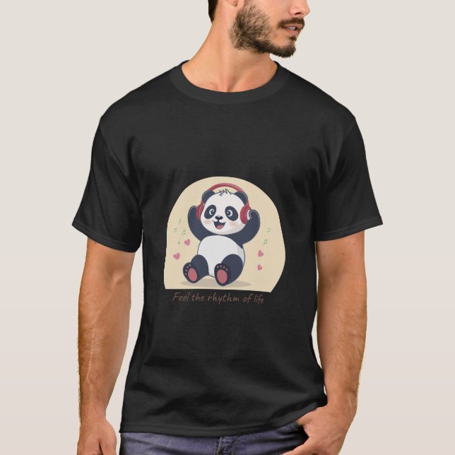 Cute Music Panda T-Shirt (Front)
