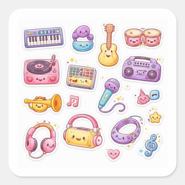 Cute Music Study Stickers Sheet (Devant)