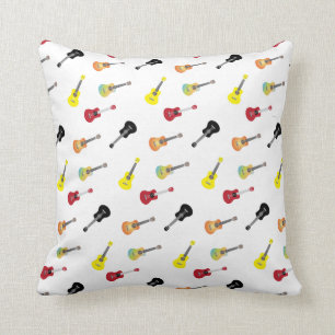 Cute Music Ukulele Patterns Throw Pillow